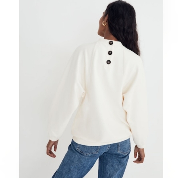Madewell Ivory Button Back Dolman Sleeves Pullover Top Size S - Picture 2 of 7